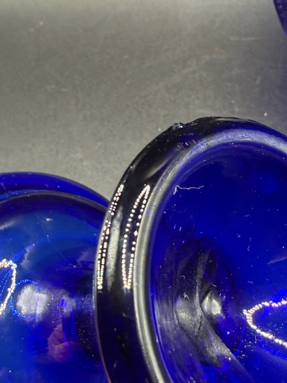 Vintage Cobalt Floral Glass Pedestal Fairy Light Fairy Lamp Candle Holder Decor - Picture 12 of 17